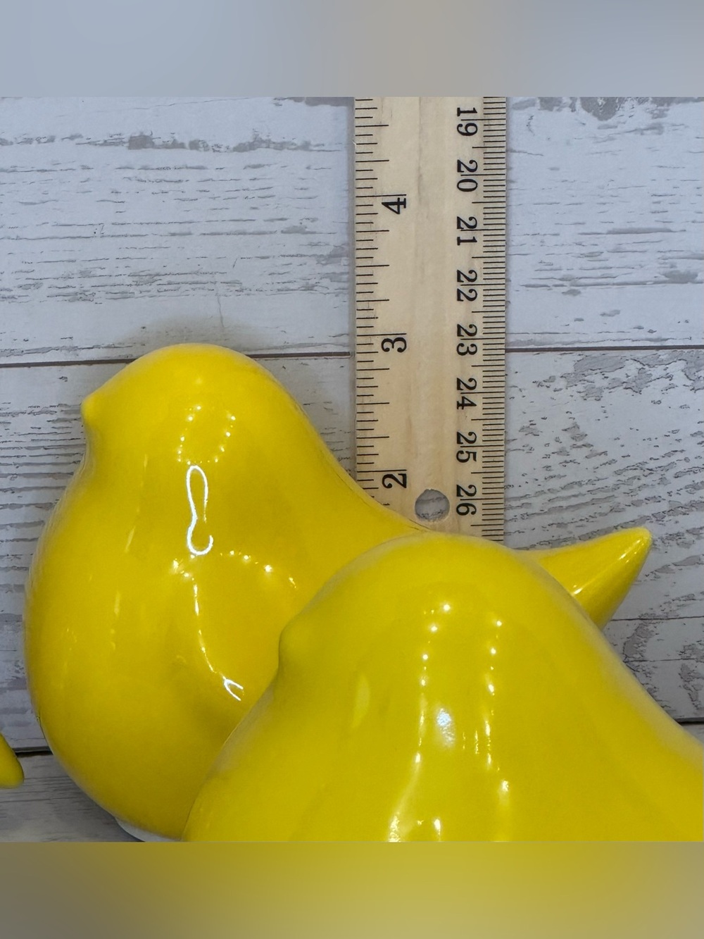 Yellow Ceramic Bird Figurines - Set of 3 - Picture 6 of 8